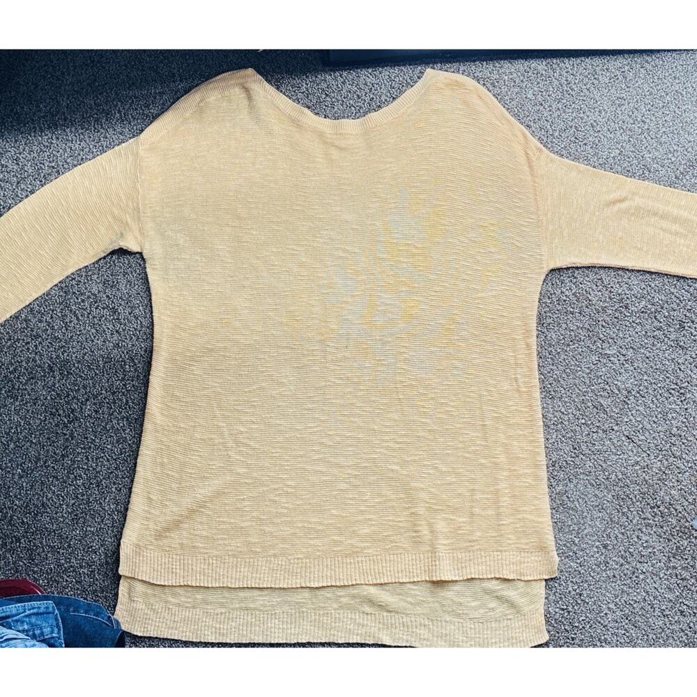Eileen Fisher XL Linen Knit Sweater Butter Yellow Boat Neck High Low Hem Ovrszd - Picture 2 of 6
